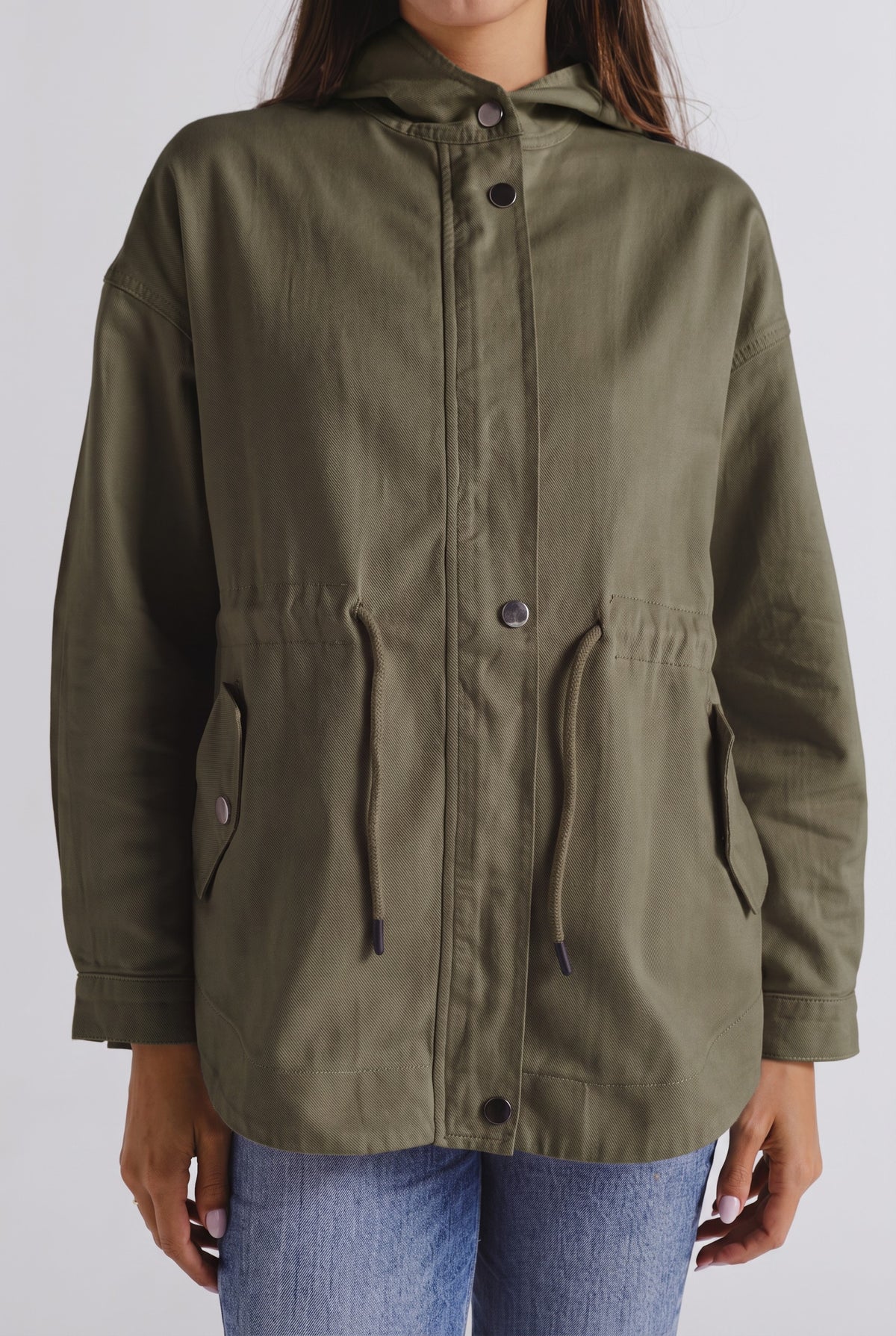 Utility Hooded Gabardine Jacket - Olive