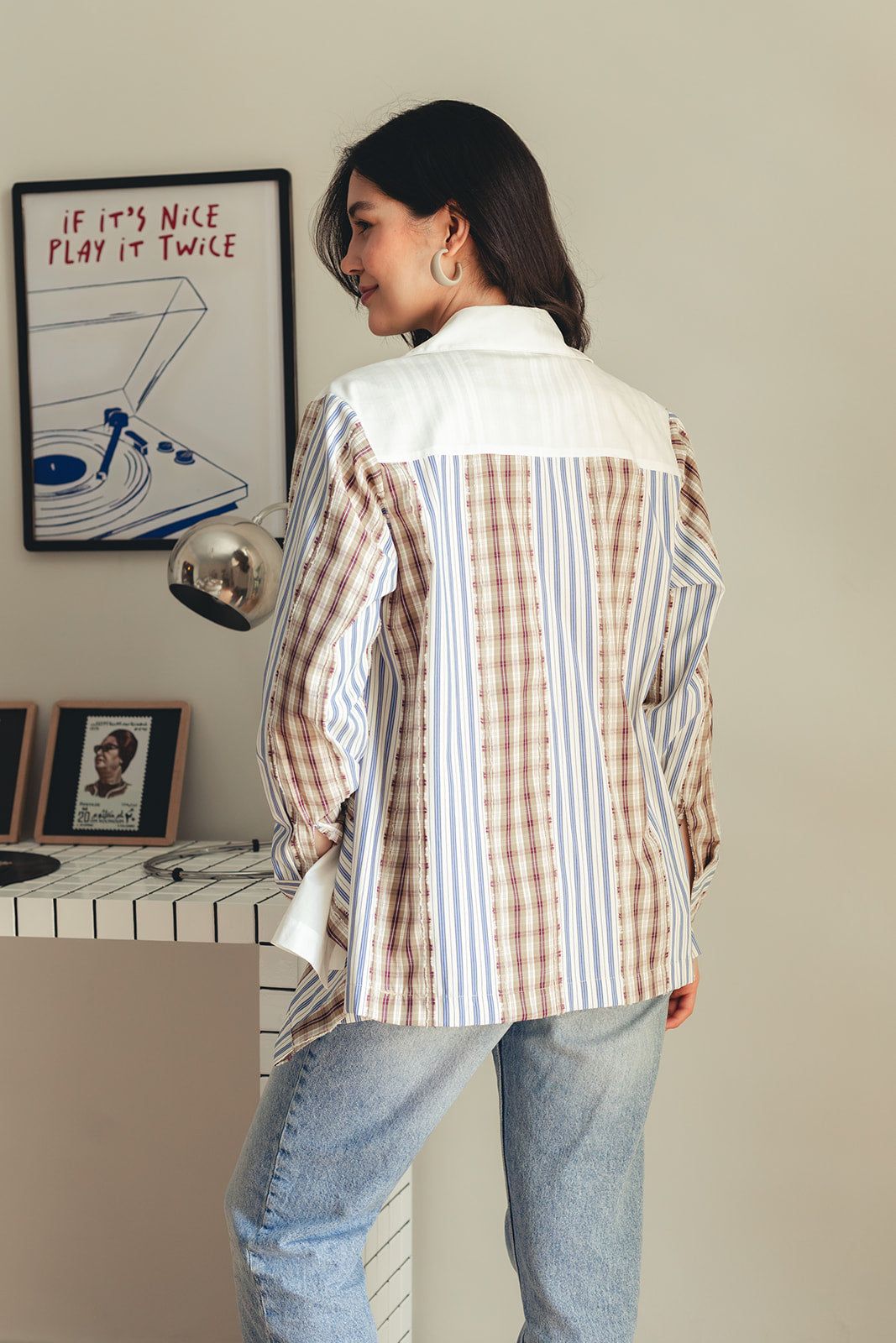 Duo Patterned Shirt - White