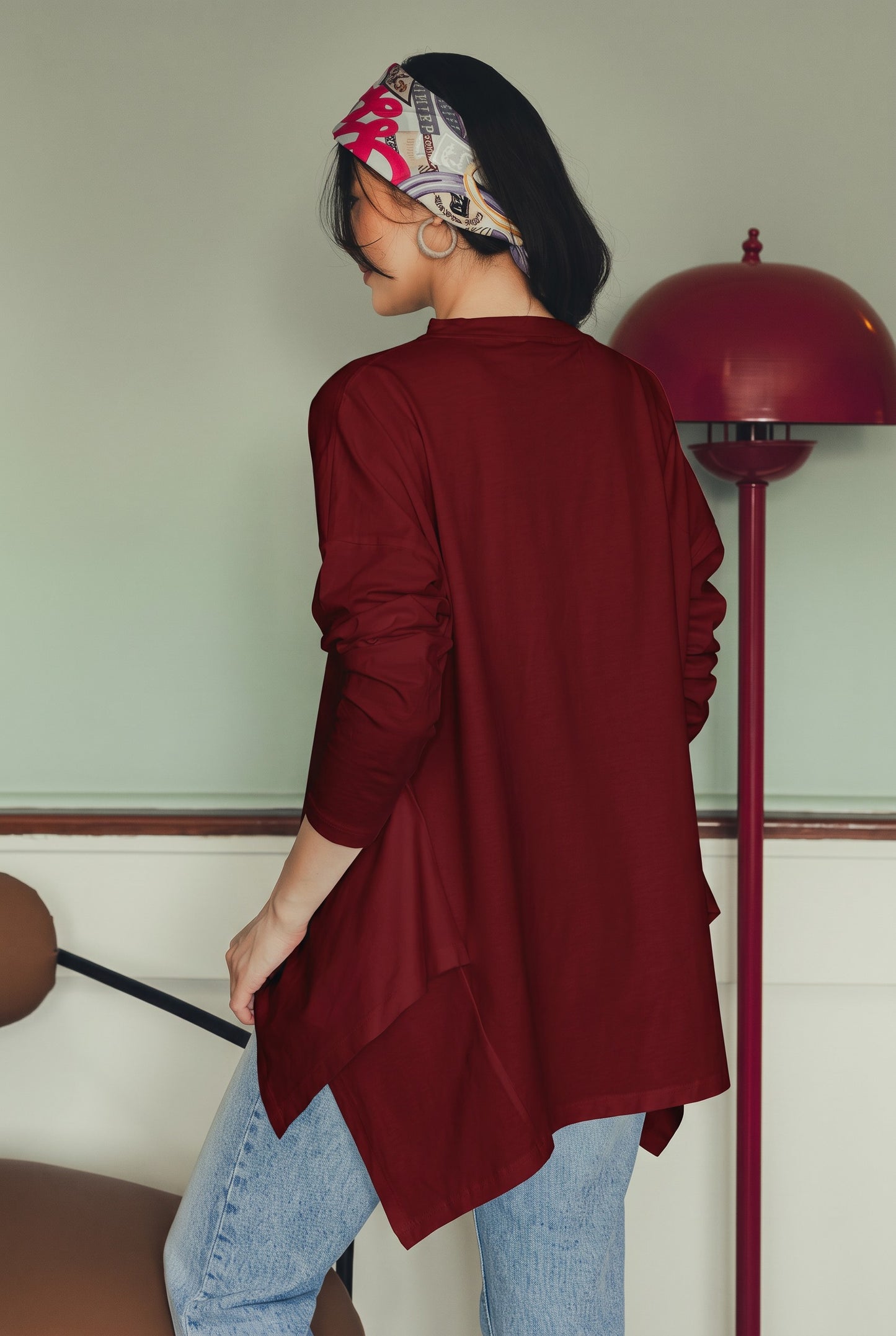 Long Sleeve Cotton T-shirt - Wine