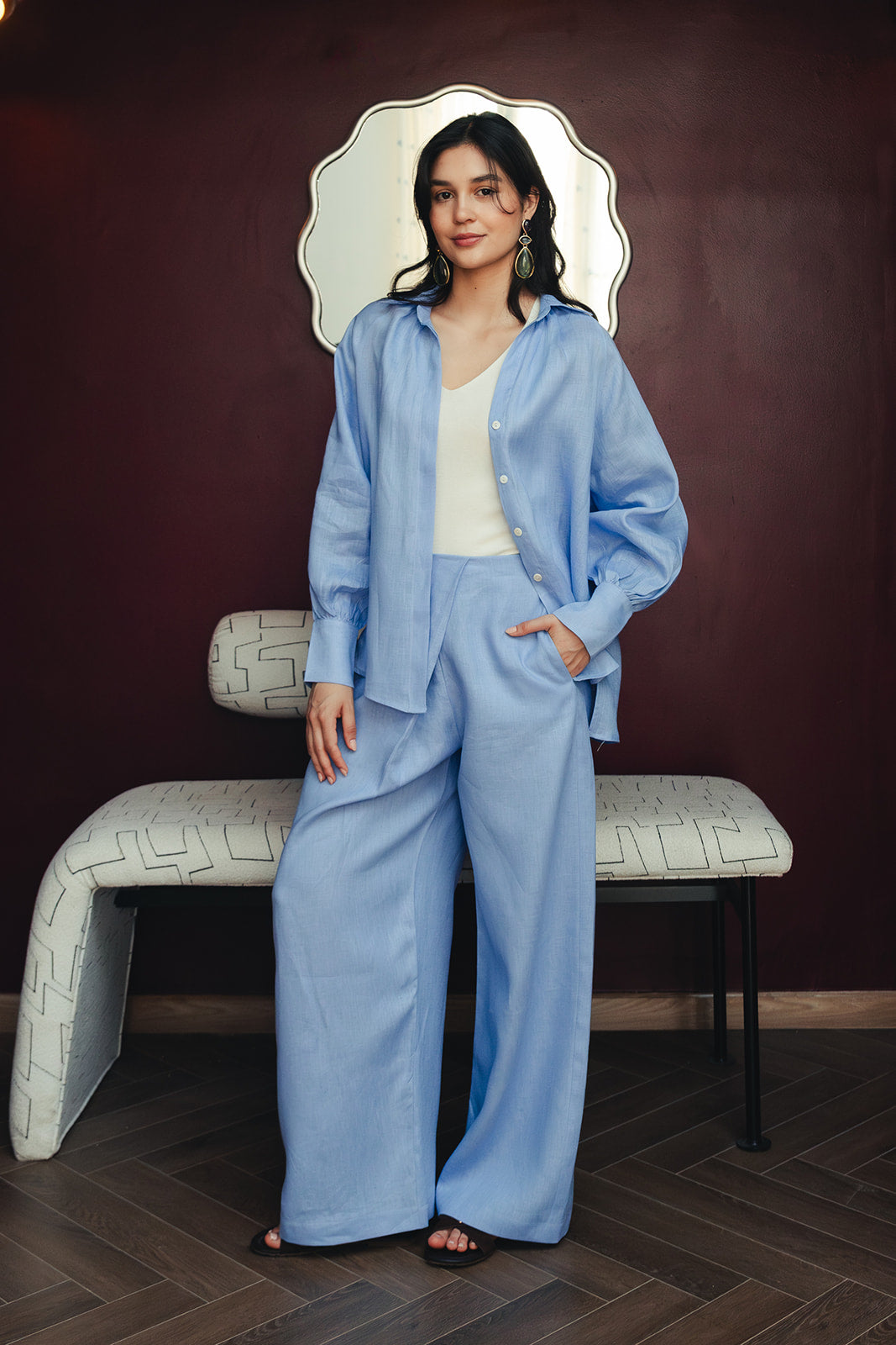 Pure Linen Shirt - Blue