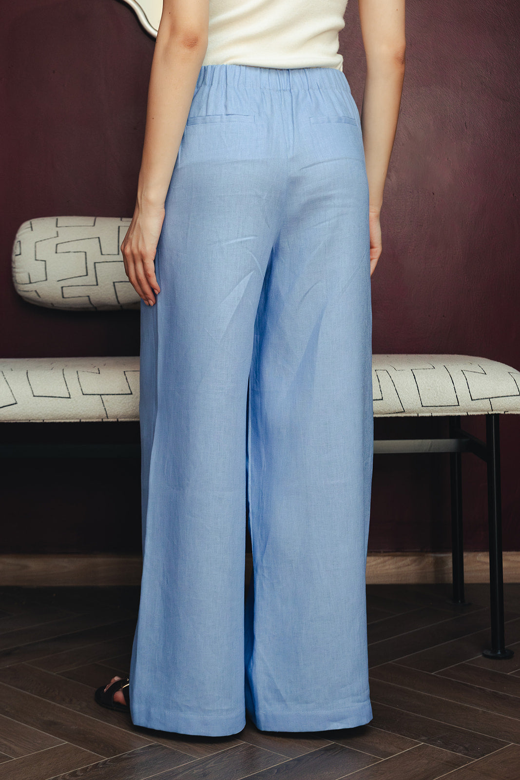 Pure Linen Pants - Blue