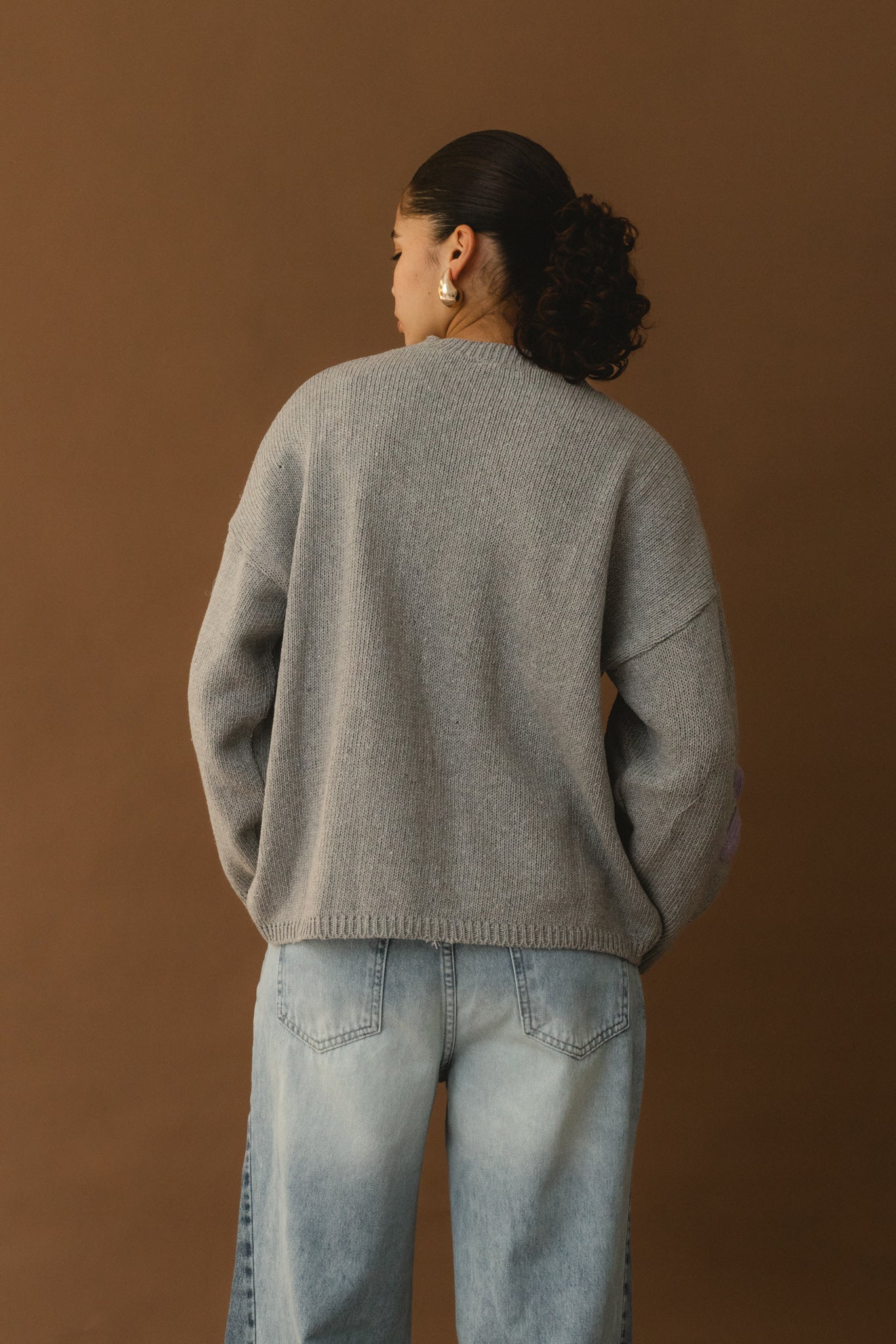 Fun Flower Sweater - Grey