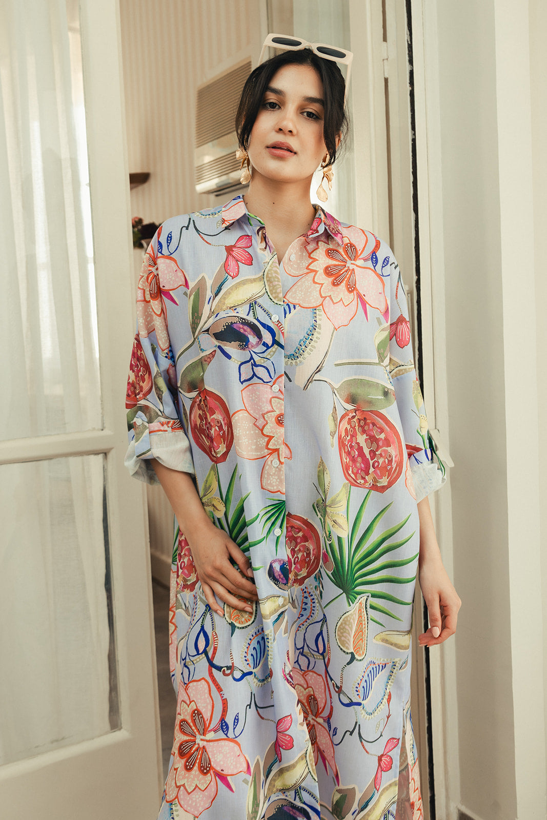 Printed Floral Shirt Dress
