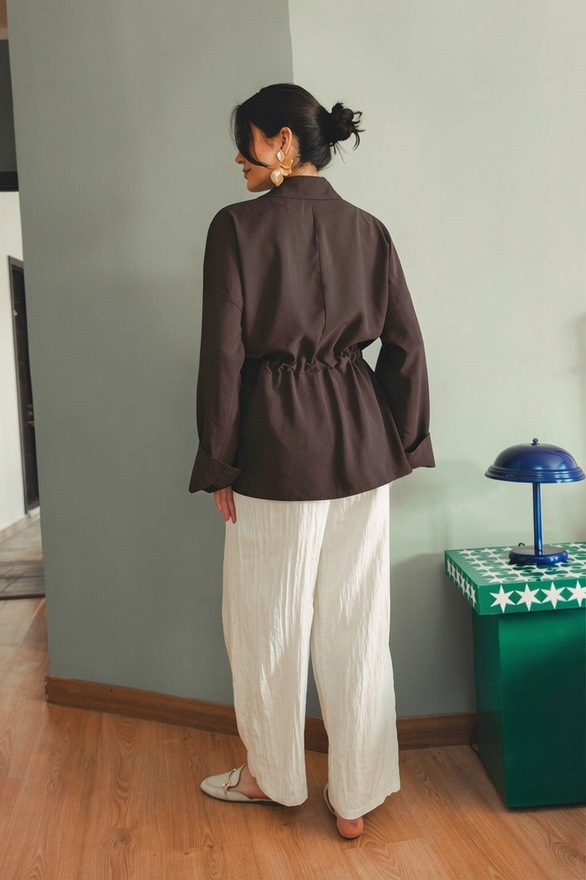 Ribbon Coachella Shirt - Brown