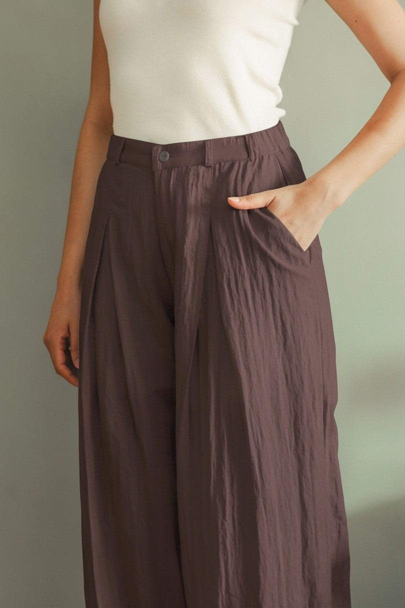 Crinkle Balloon Pants - Brown