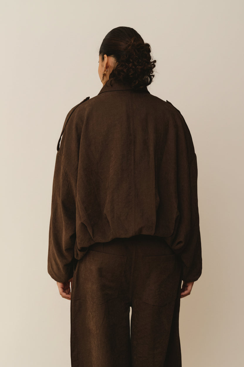 Light Faux suede Balloon Jacket