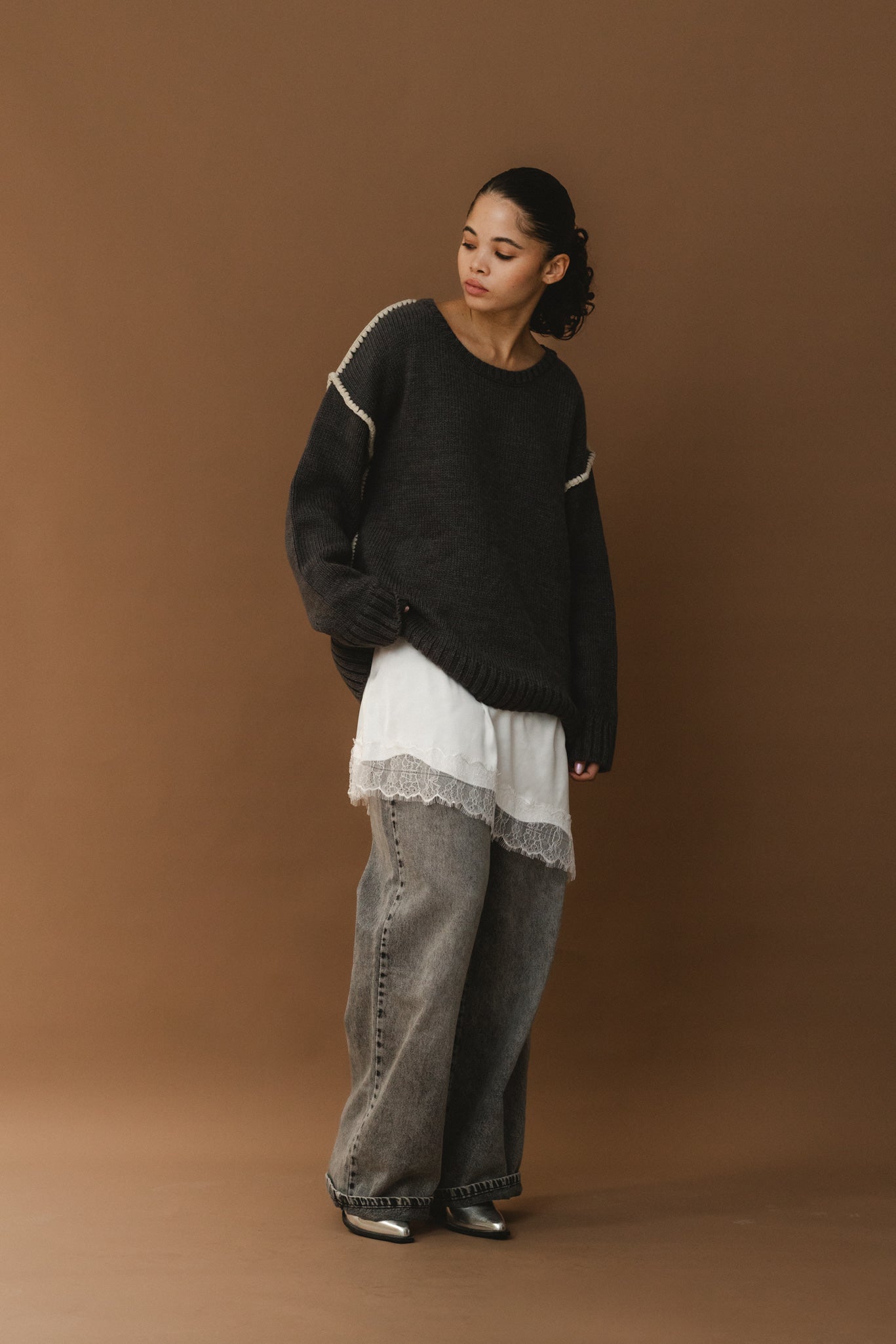 Stitches Sweater - Grey