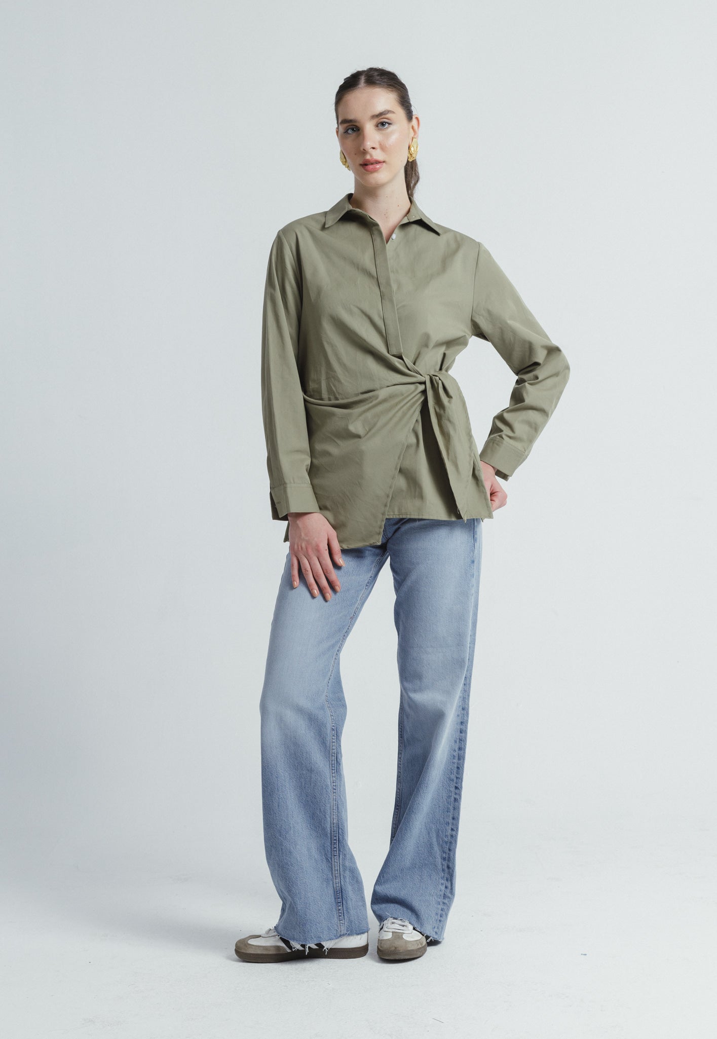 Side Bow Shirt - Olive