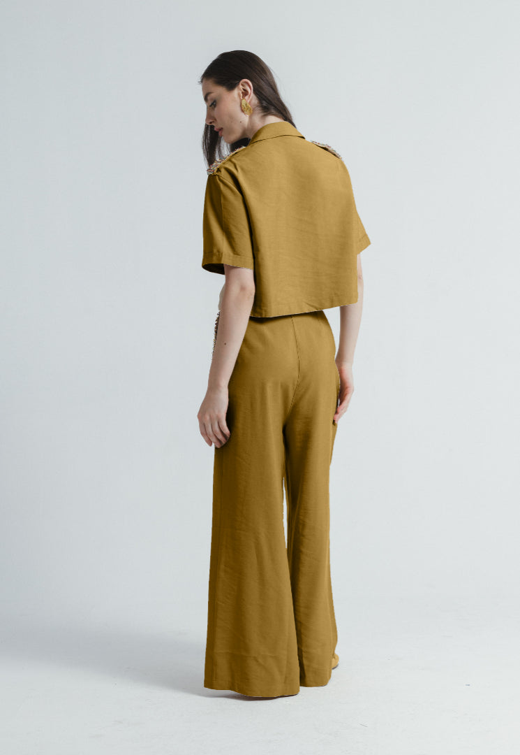 Tweed Trimmed Pants - Golden Brown