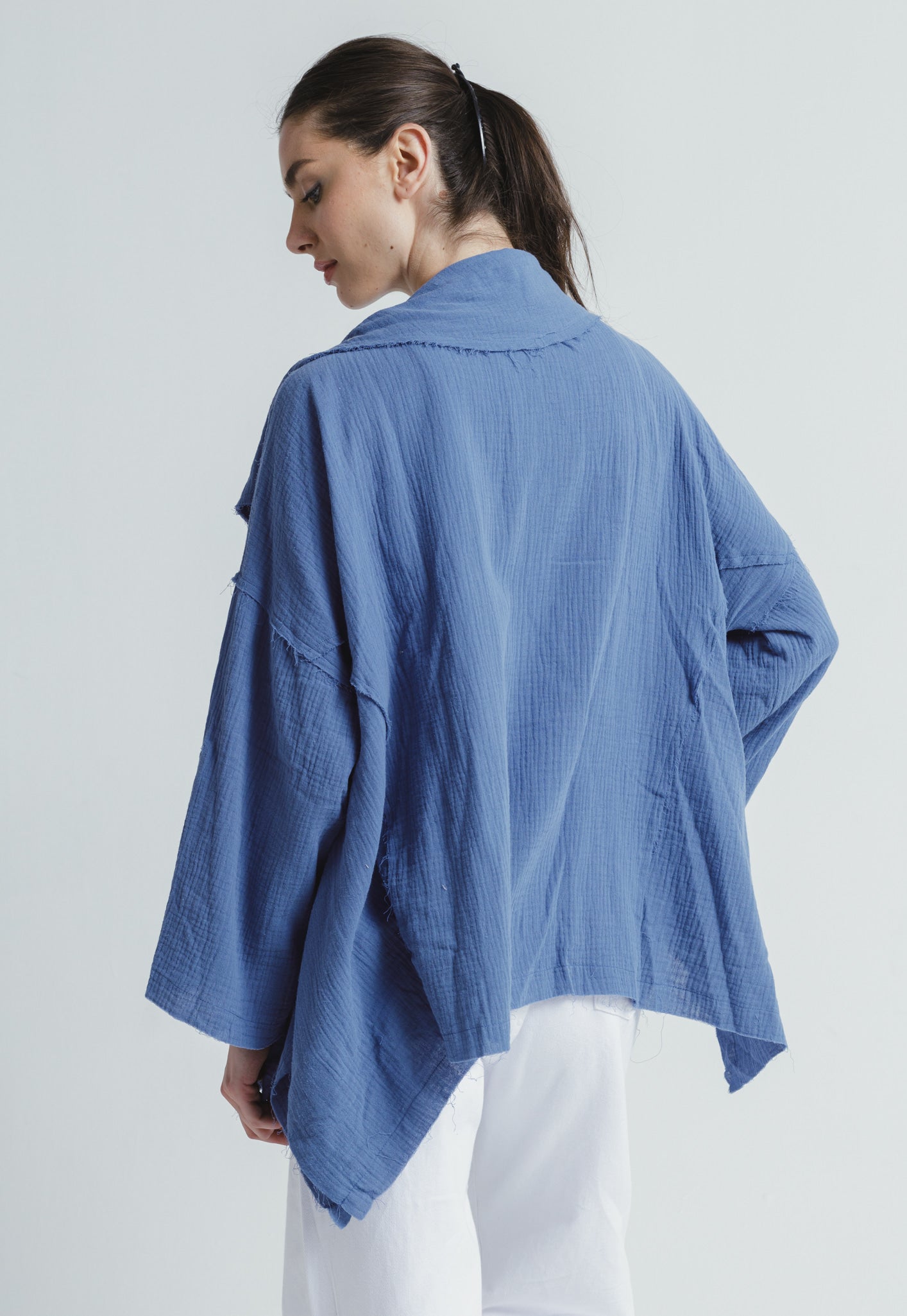 Crushed Oversized Cardigan - Indigo