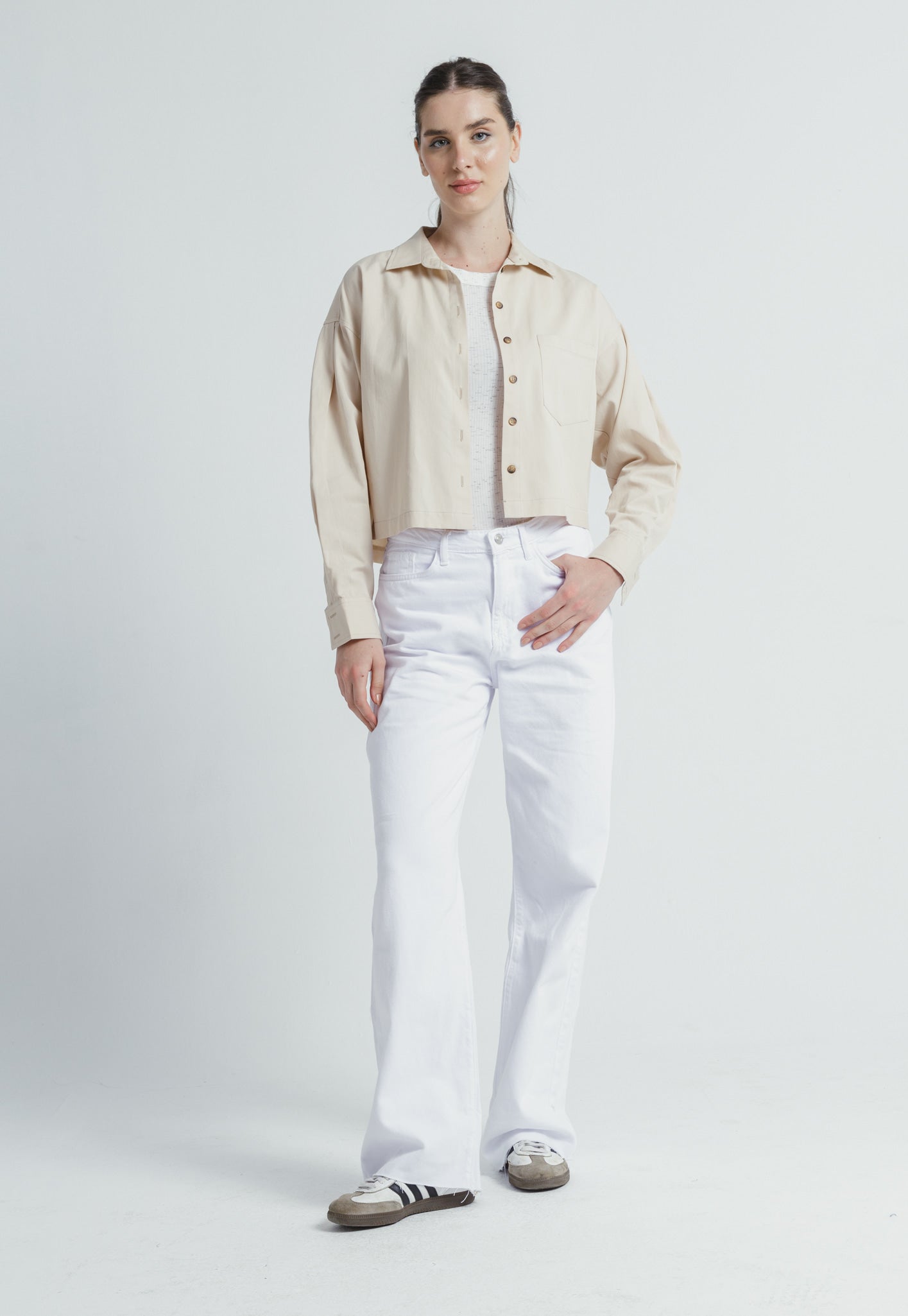 Cropped Shirt - Beige