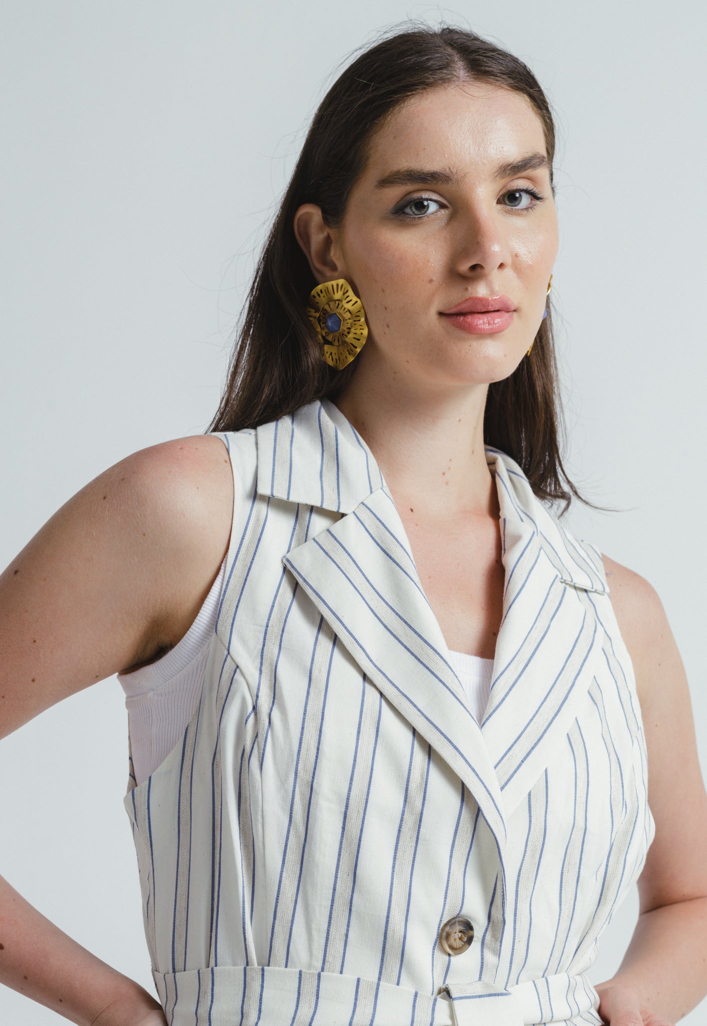 Striped Linen Set - Blue