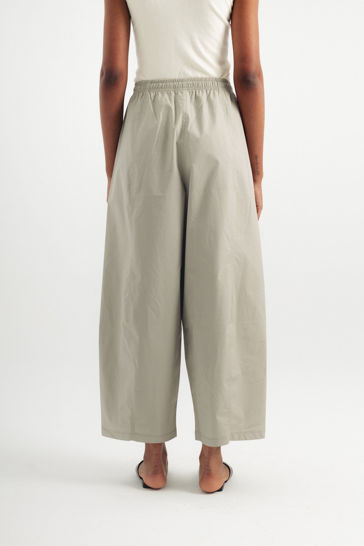Casual Poplin Barrel Pants - Grey