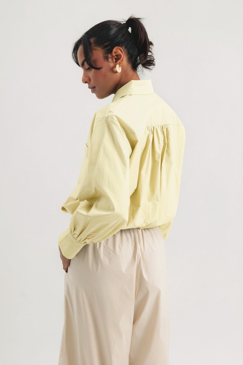Balloon Cropped Shirt - Yellow