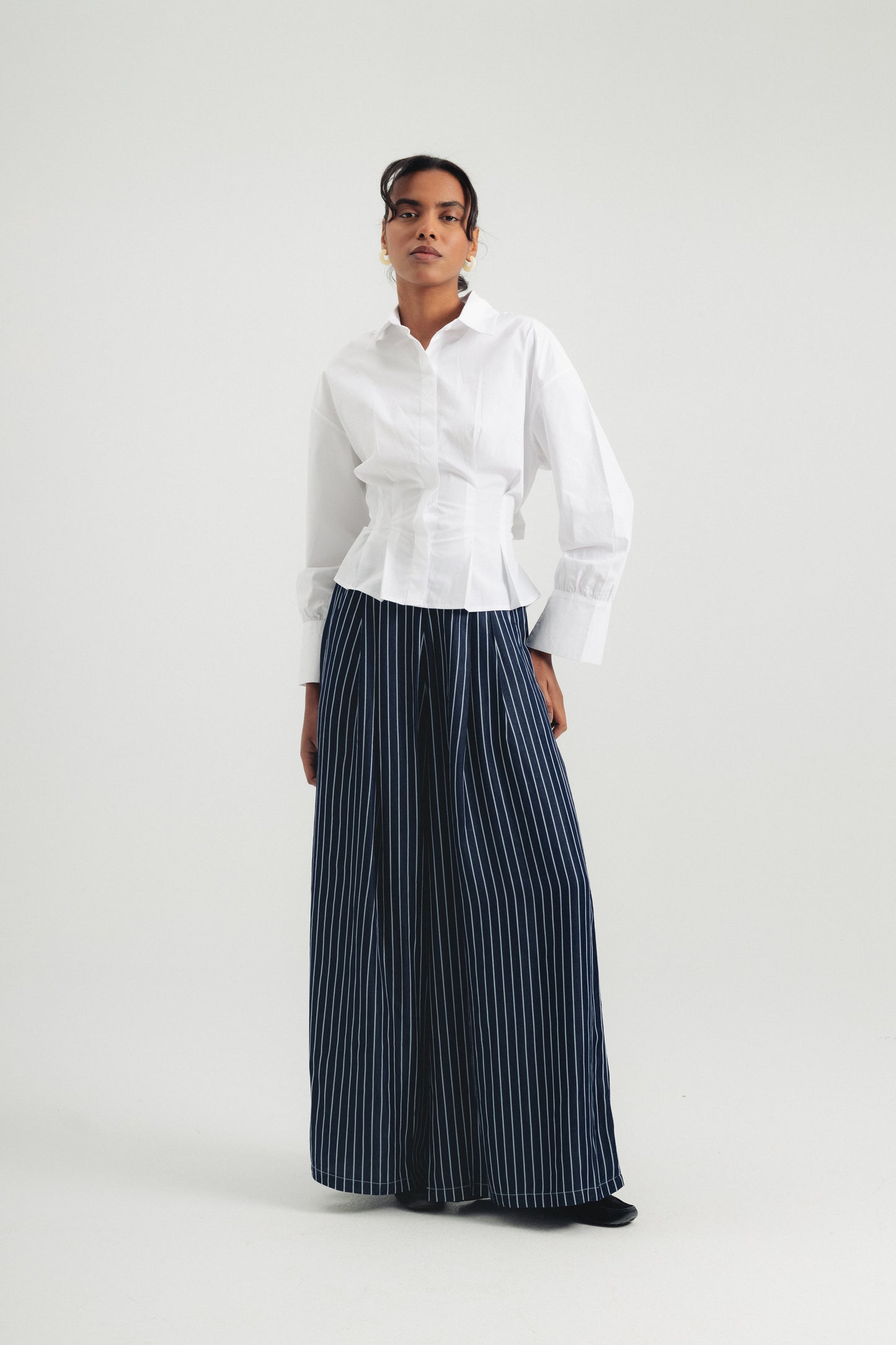 Cinched Poplin Shirt - White
