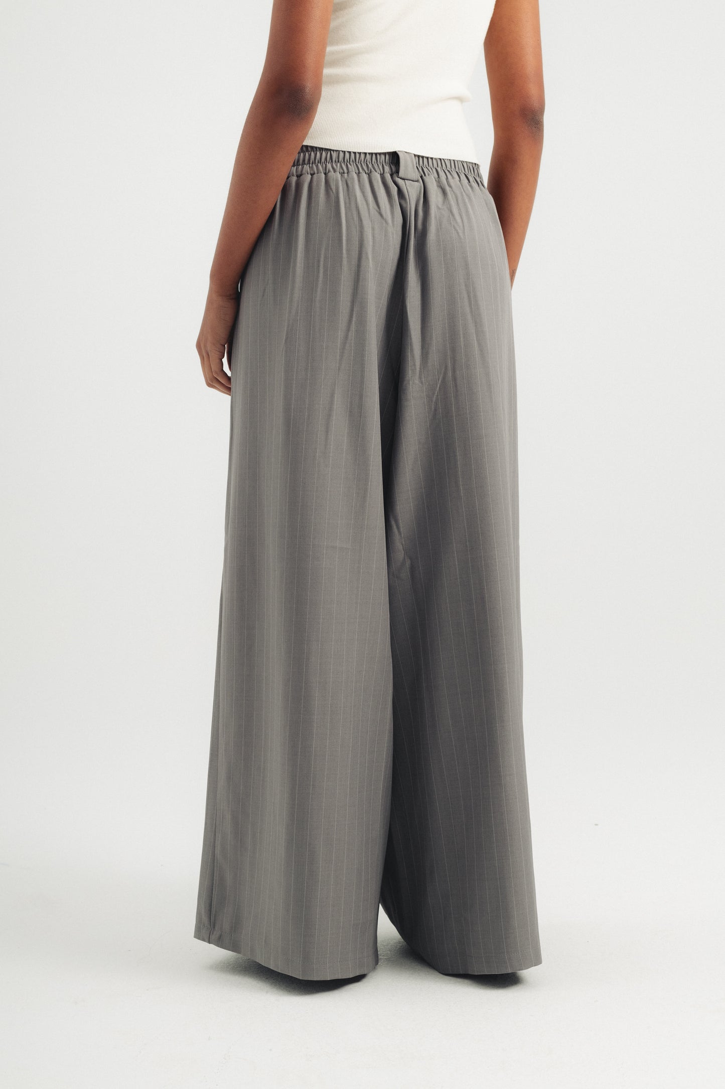 Striped Wide Leg Pants - Grey