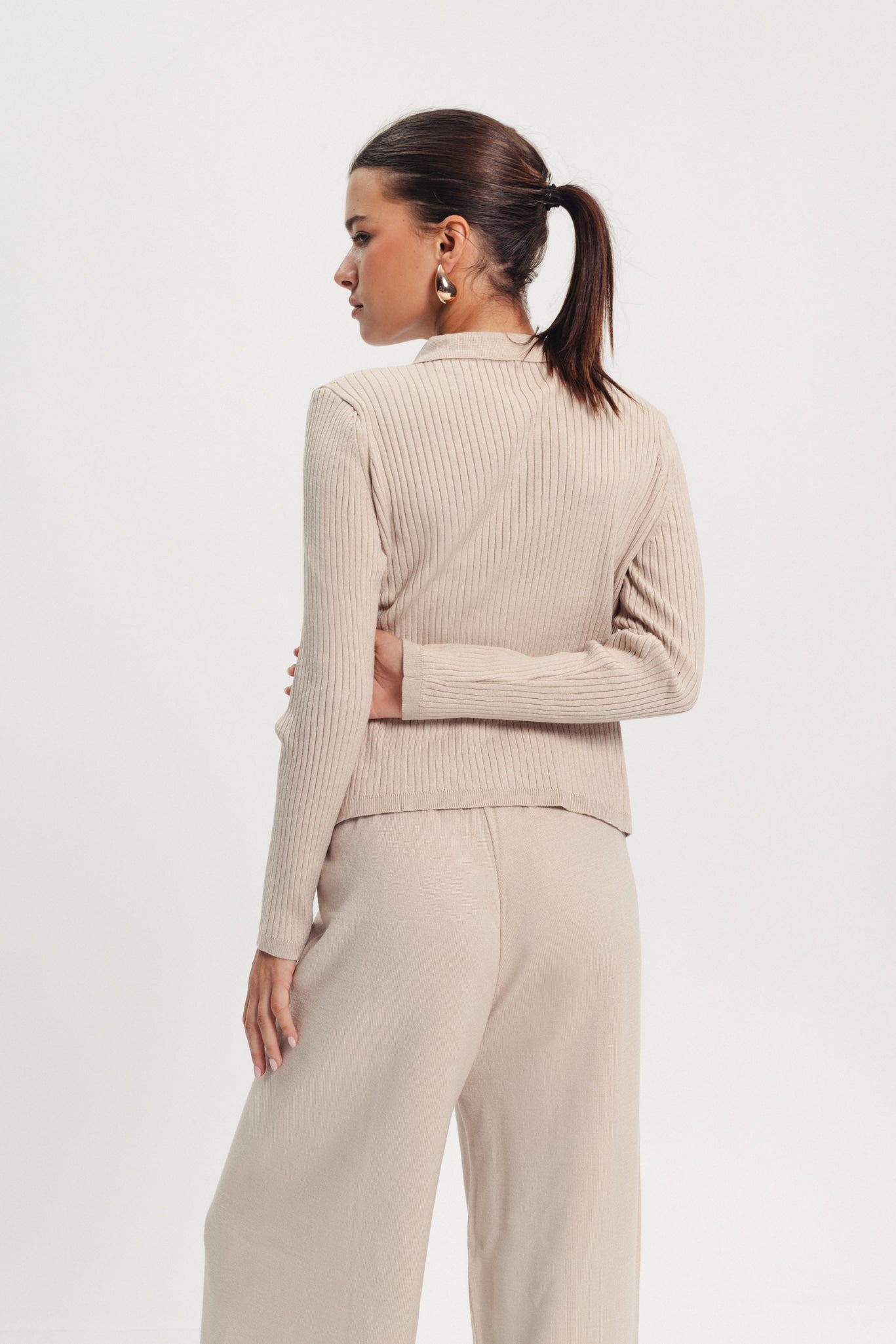 Rib Knit Sweater - Beige