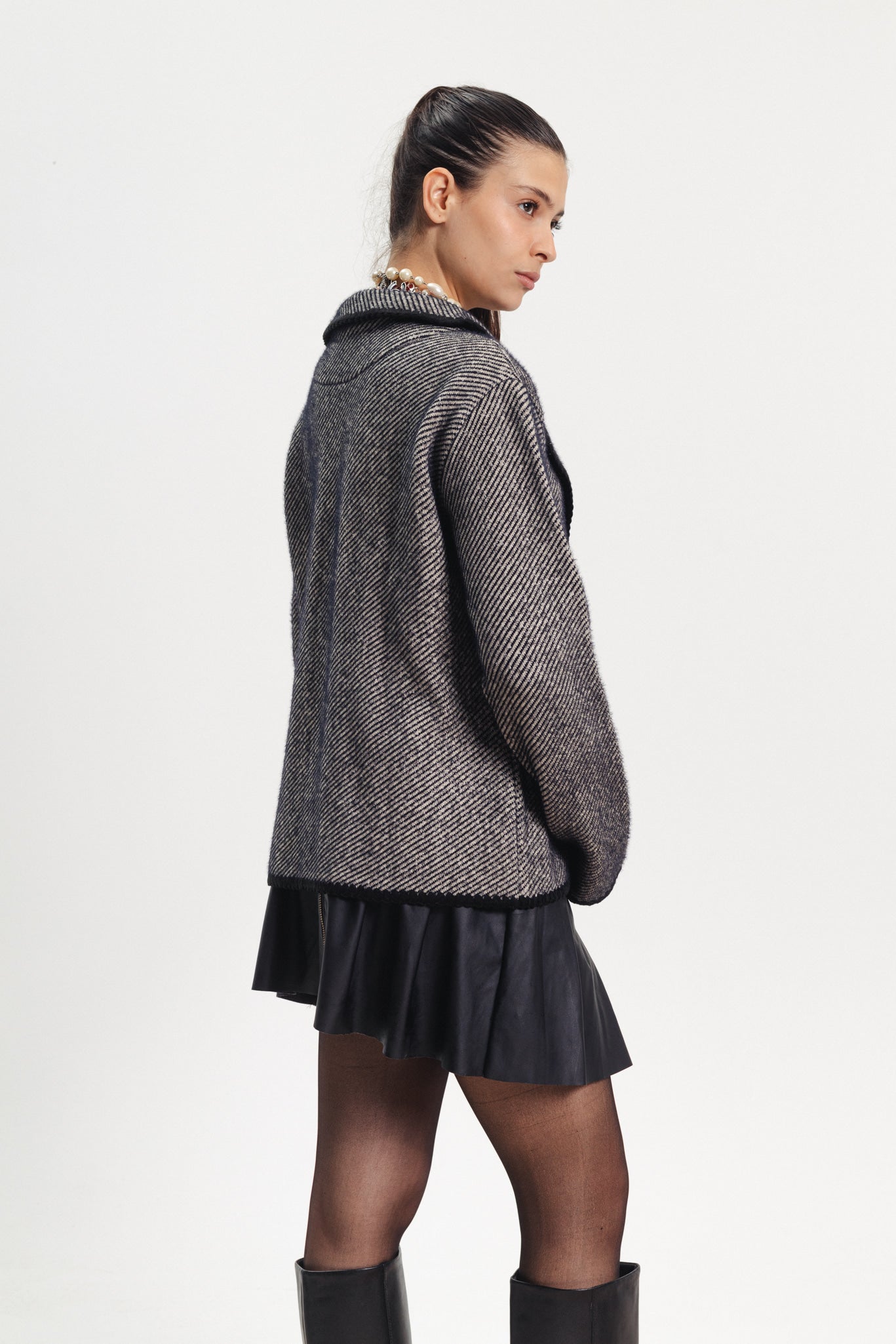 Wool Knit Blazer - Black