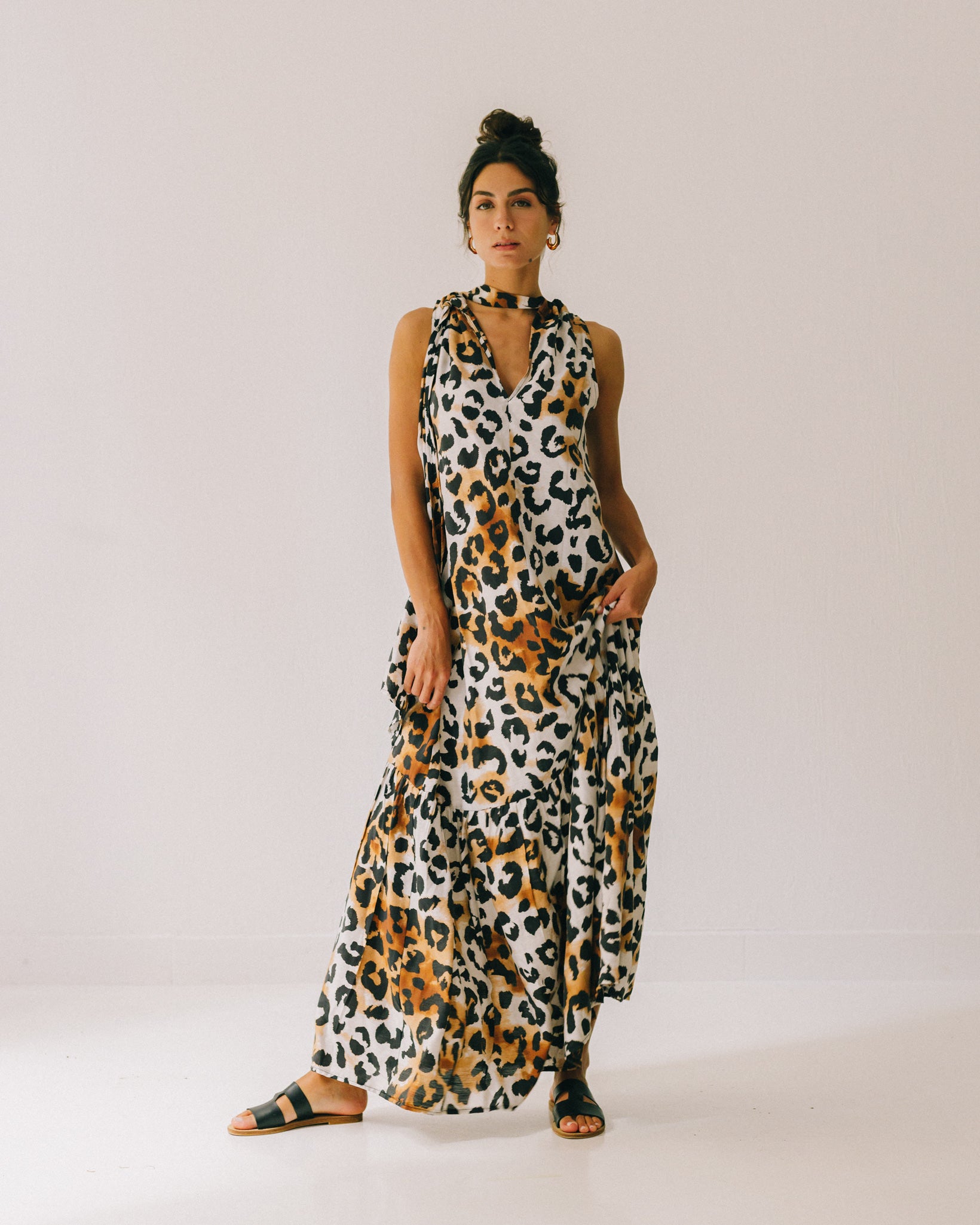 Halter Neck Dress - Leopard Camicie.eg Halter Neck Dress - Leopard Camicie.eg
