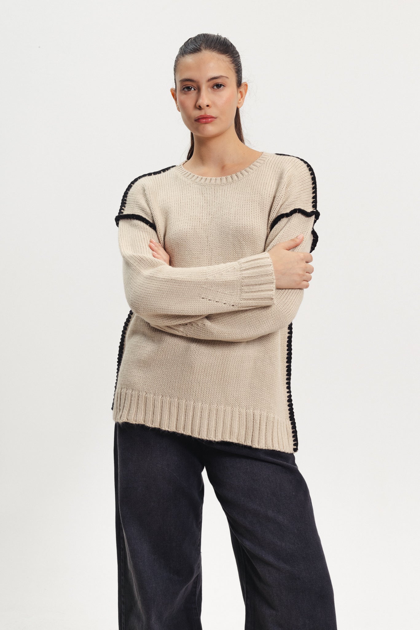 Stitches Sweater - Beige