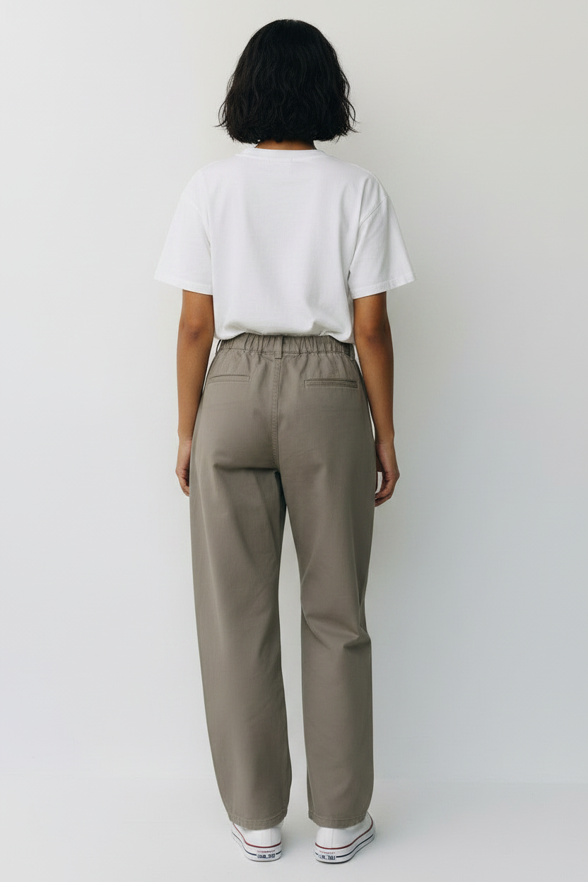 Barrel Leg Gabardine Pants Light Olive