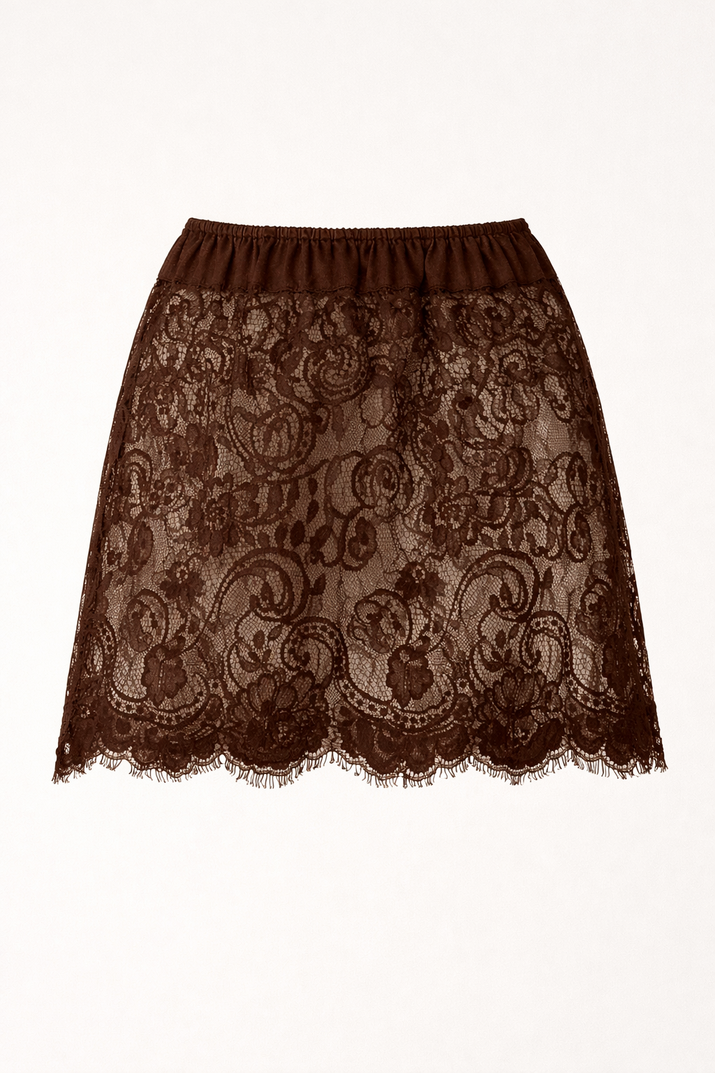 Full Lace Mini Under Skirt - Brown