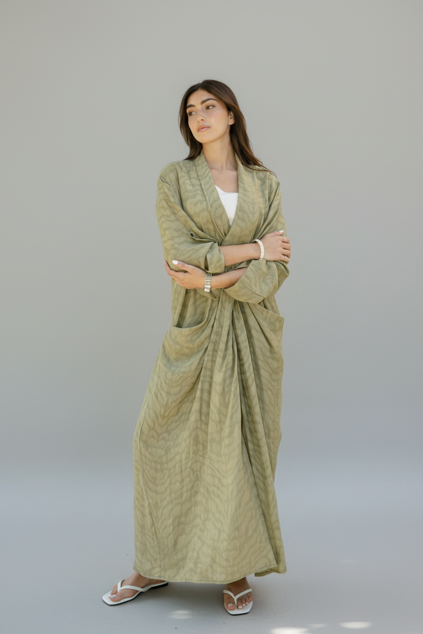 Overlapping Maxi Dress - Olive