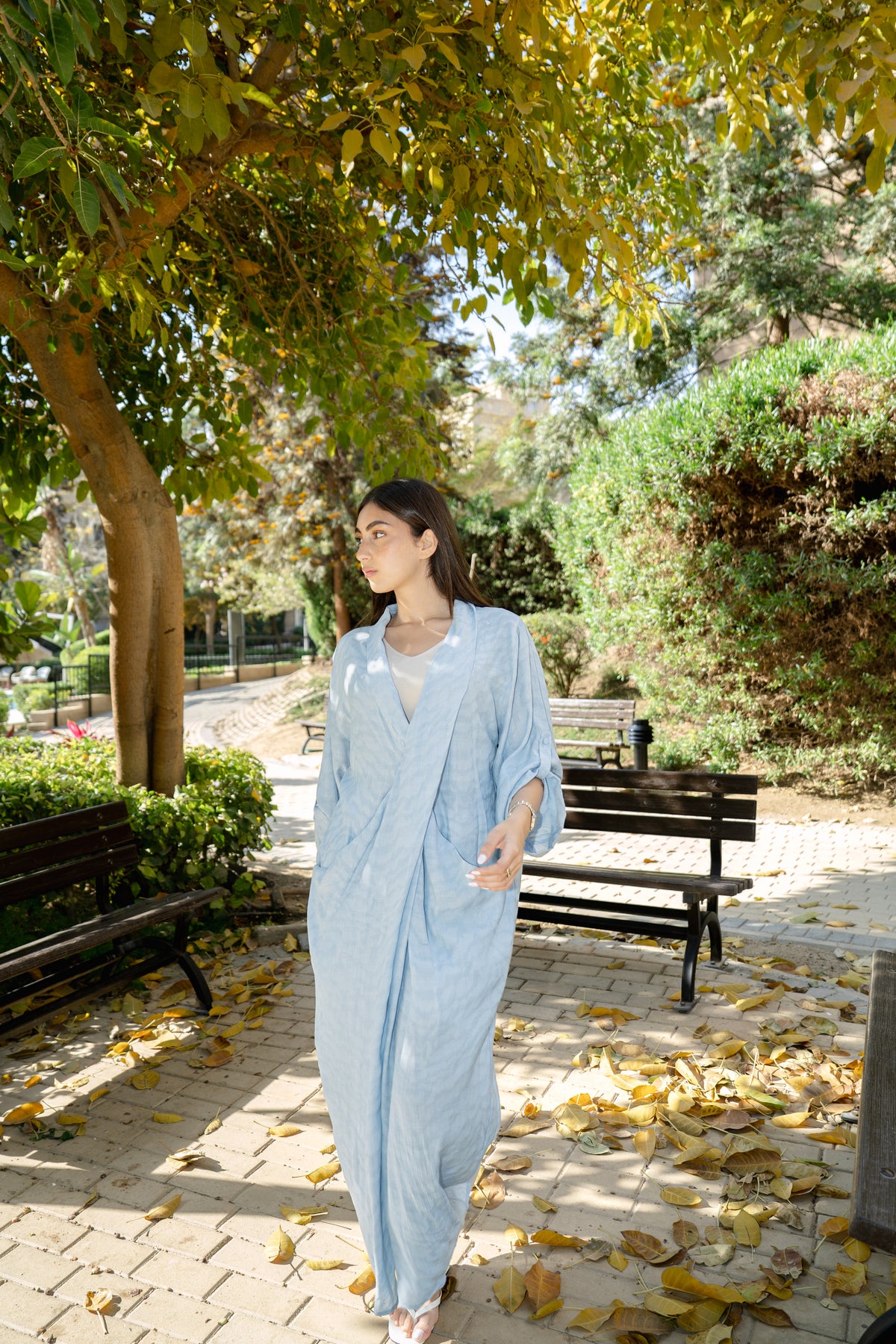 Overlapping Maxi Dress - Baby Blue
