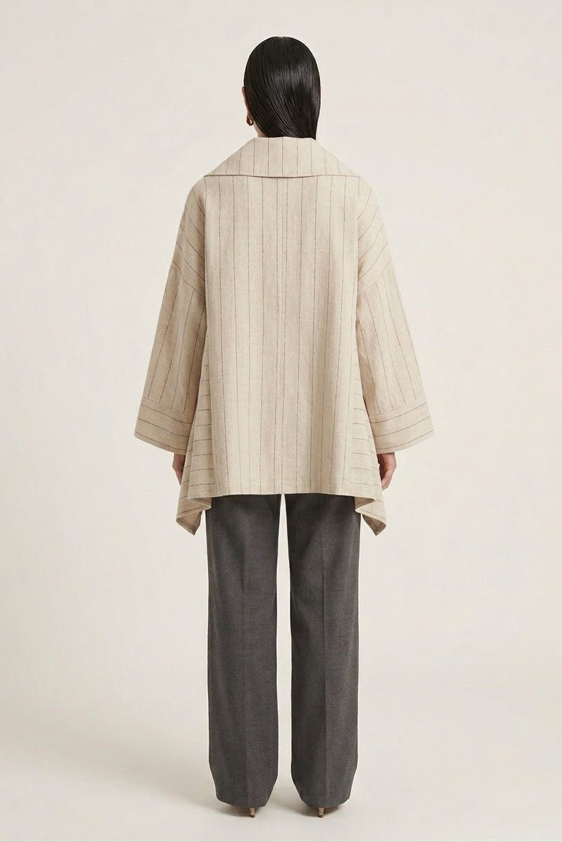 Asymmetric Linen Cardigan - Off White