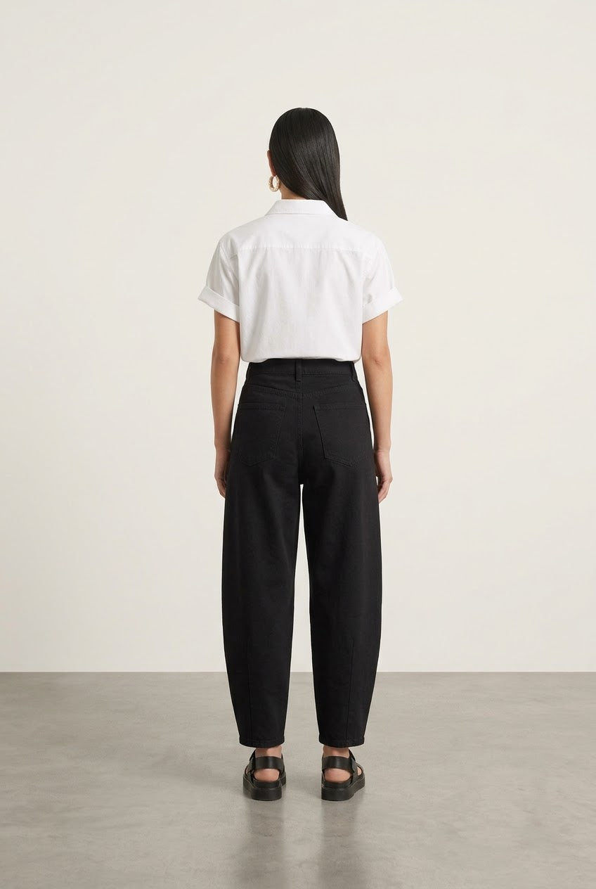 Barrel Gabardin Pants - Black