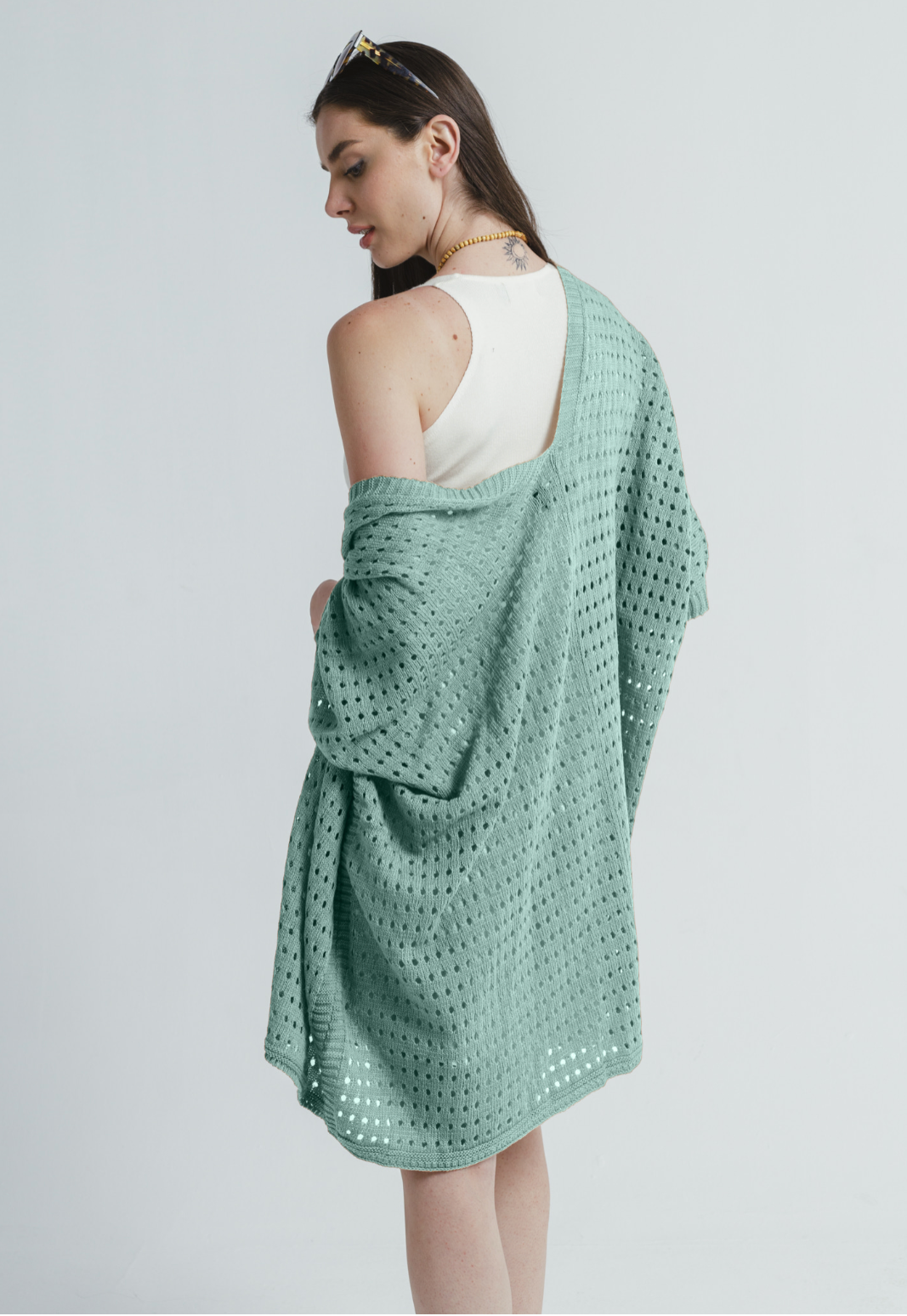 Long Knit Cardigan - Mint