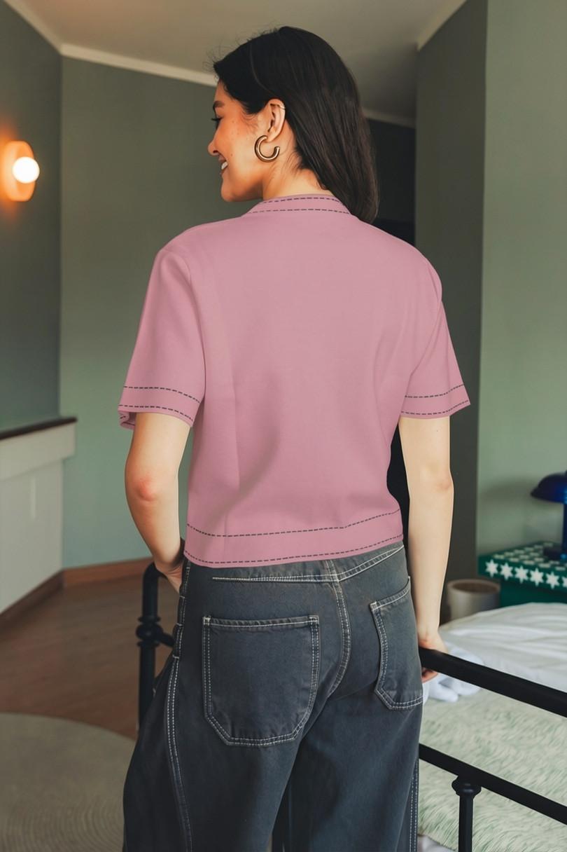 Stitched Knit Top - DUSTY Pink (Copy)