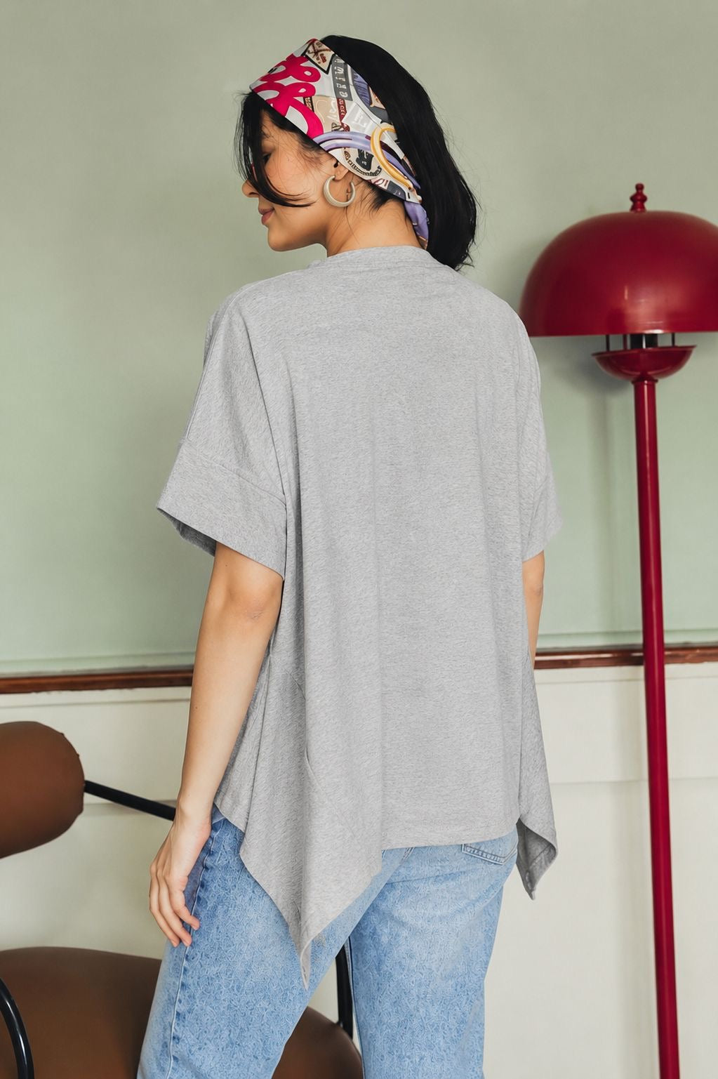 Asymmetric Cotton T-shirt - Heather Gray