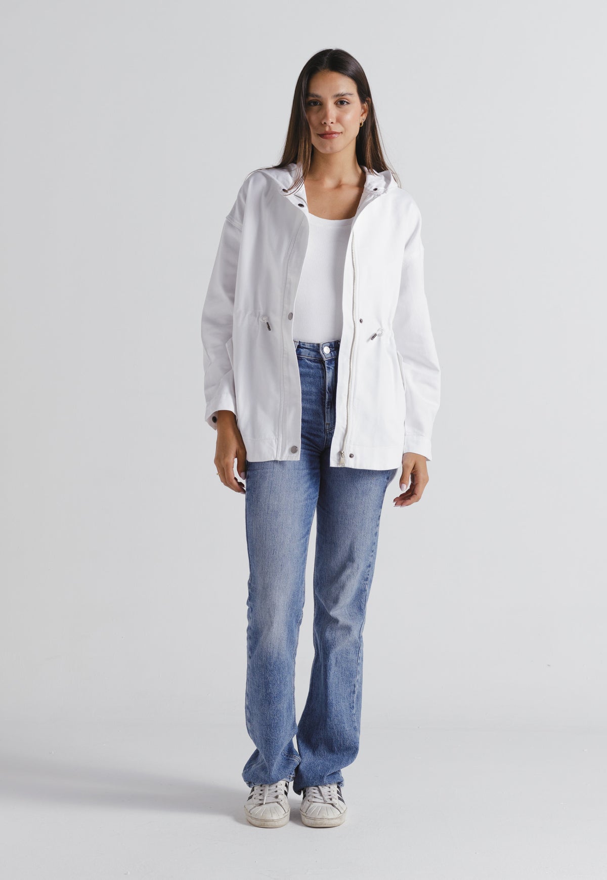 Utility Hooded Gabardine Jacket White