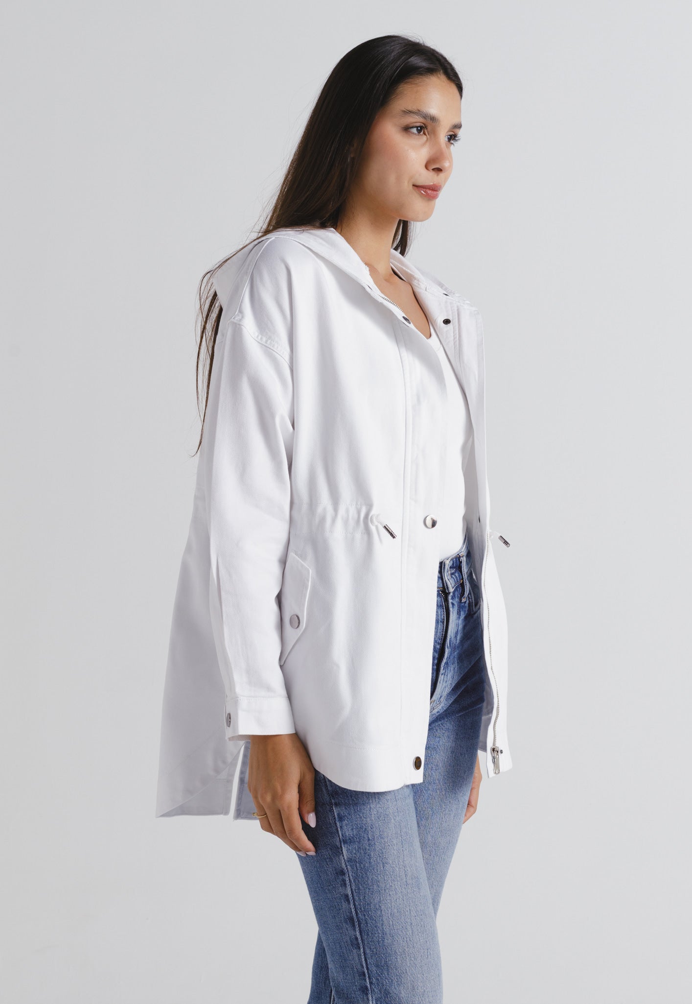 Utility Hooded Gabardine Jacket White