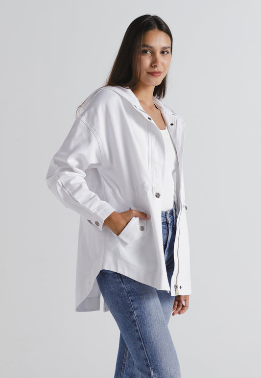 Utility Hooded Gabardine Jacket White
