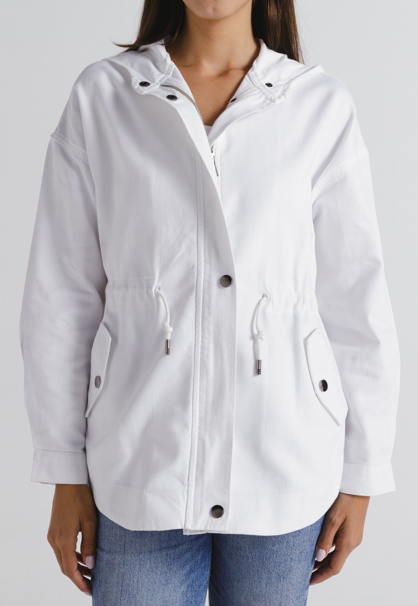 Utility Hooded Gabardine Jacket White