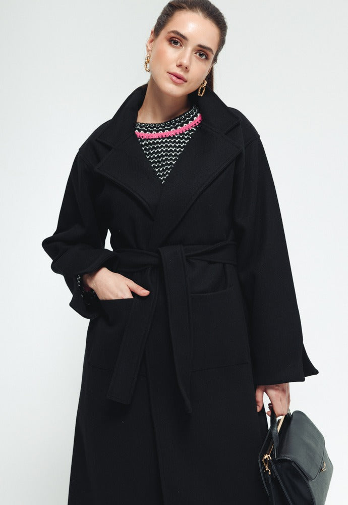 Soft Belted Coat - Black