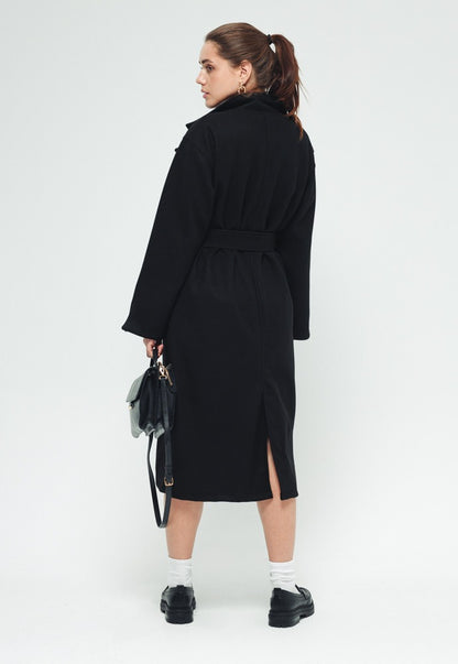 Soft Belted Coat - Black