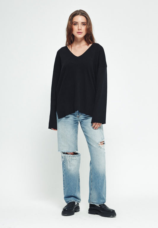 V neck sweater - Black