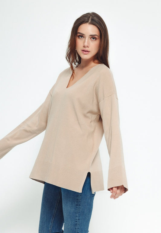 V neck sweater - Coffee