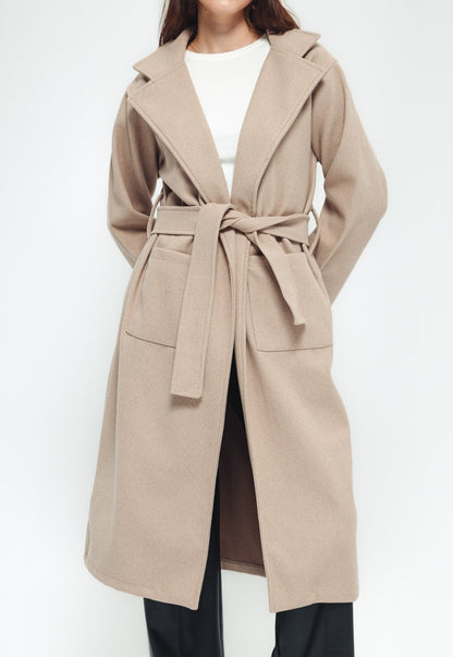 Soft Belted Coat - Beige