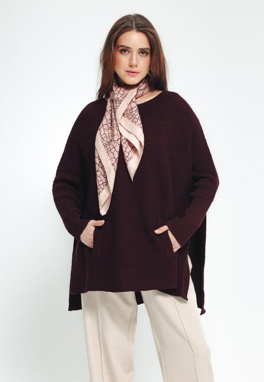 Side Slit Sweater - Wine