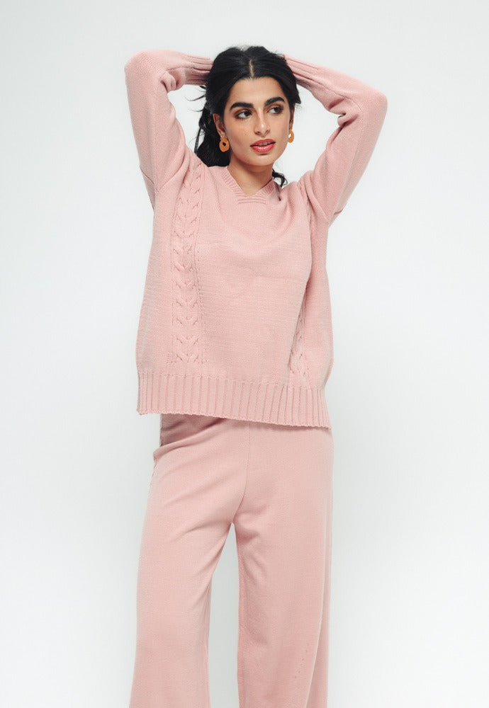 Cable Knit Set - Pink