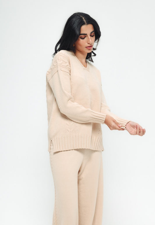 Cable Knit Set - Beige