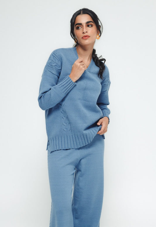 Cable Knit Set - Blue