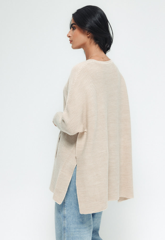 Side Slit Sweater - Beige