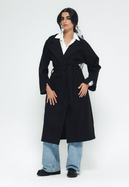 Soft Belted Coat - Black