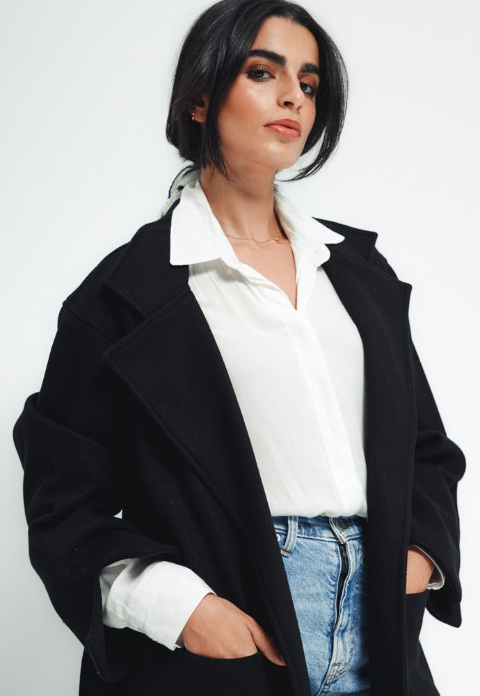 Soft Belted Coat - Black