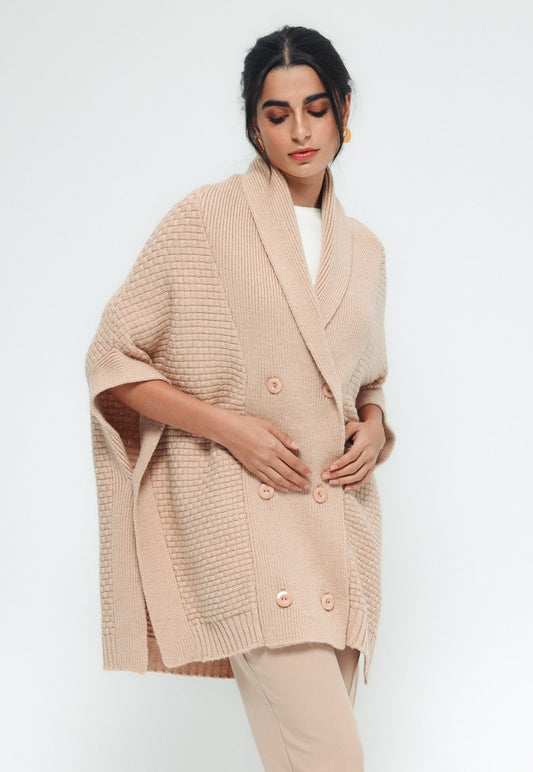 Braided Poncho - Beige